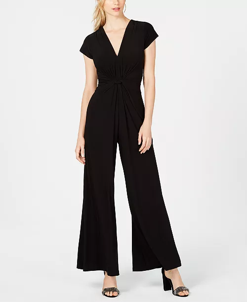 twist-front plunge jumpsuit