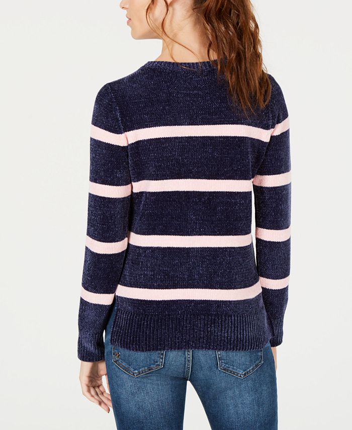 Maison Jules Striped Chenille Sweater, Created for Macy's - Macy's