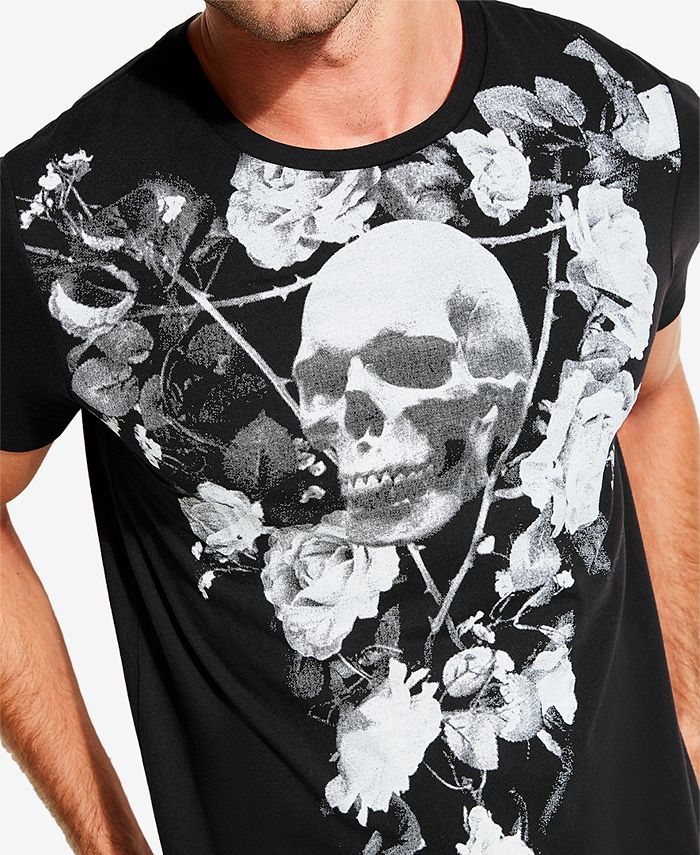 GUESS Men's Skull & Flowers Graphic T-Shirt & Reviews - T-Shirts - Men ...