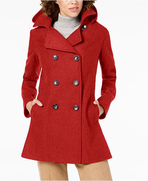 Nautica Double Breasted Hooded Peacoat Reviews Coats Women
