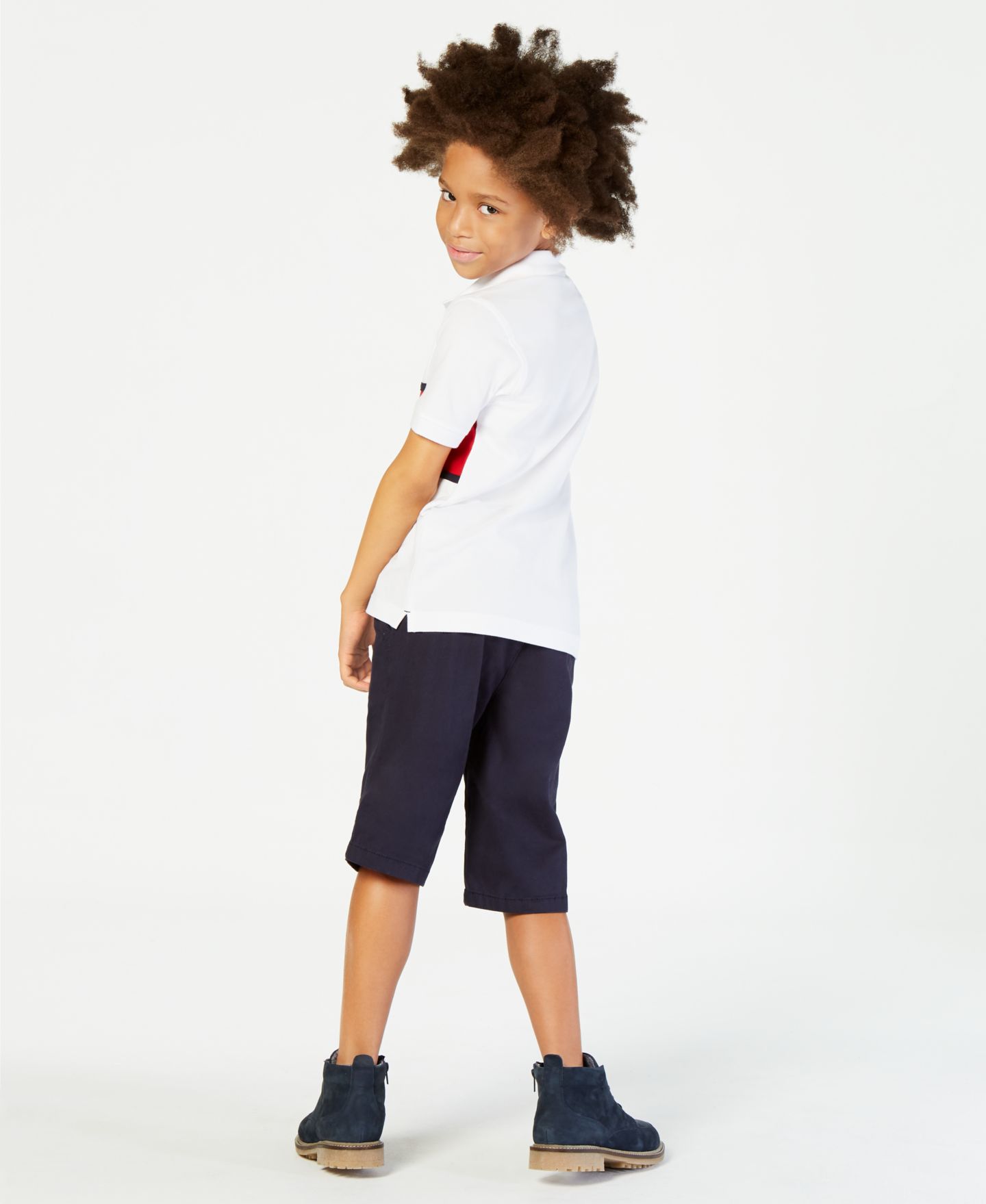 Детская рубашка-поло Tommy Hilfiger Tommy Flag с вышивкой в стиле колор-блок, 2T-7, цвет: Белый — фото 2