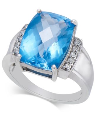 Macy's Blue Topaz (6-9/10 Ct. T.w.) & Diamond (1/10 Ct. T.w.) Statement ...