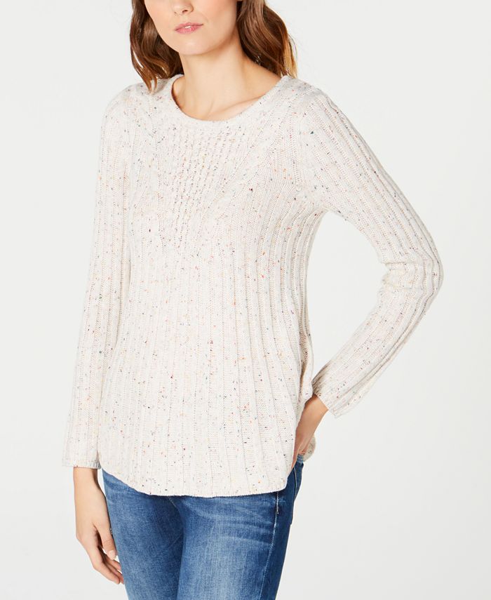 NY Collection Petite Ribbed-Knit Sweater - Macy's