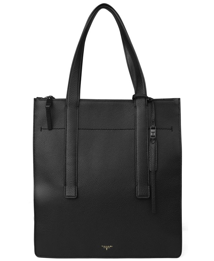 T tahari leather tote sale