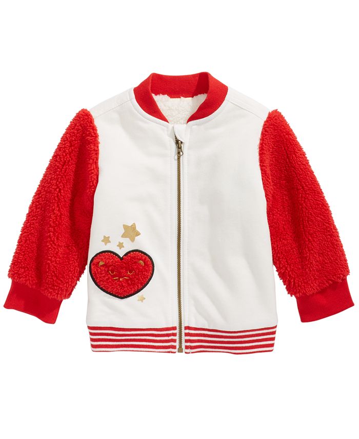 First Impressions Baby Girls Faux Sherpa Varsity Jacket, Created for ...