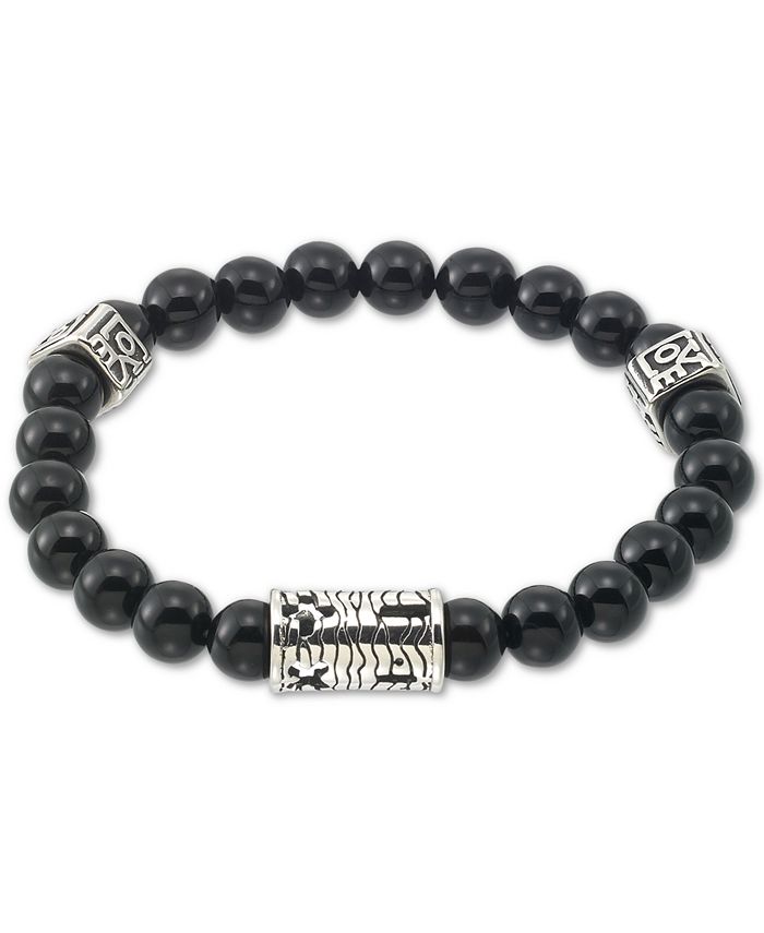 LEGACY for MEN by Simone I. Smith - Onyx (10mm) Stretch Bracelet in Stainless Steel