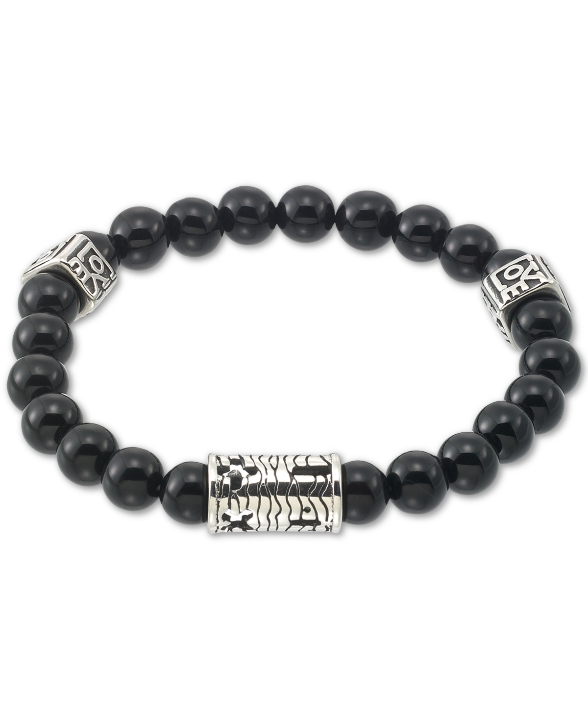 Smith Onyx (8mm) Stretch Bracelet in Stainless Steel - Stainless Steel