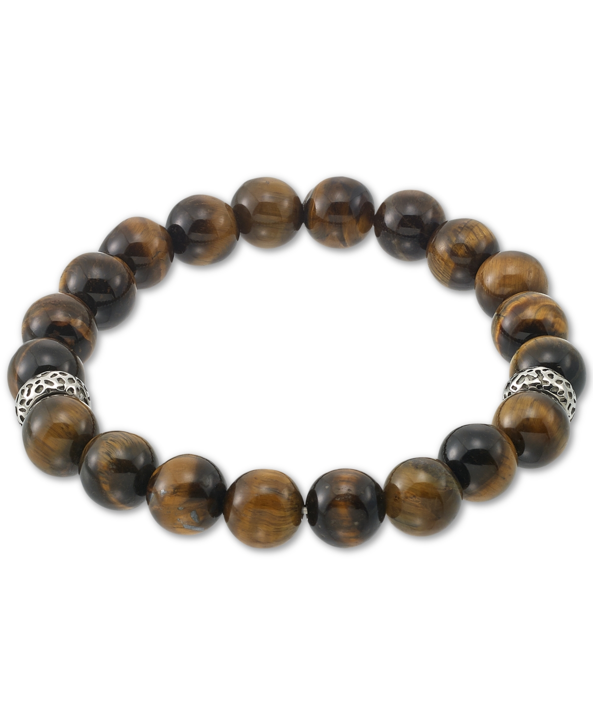 Smith Tiger's Eye (10mm) Stretch Bracelet in Stainless Steel - Stainless Steel