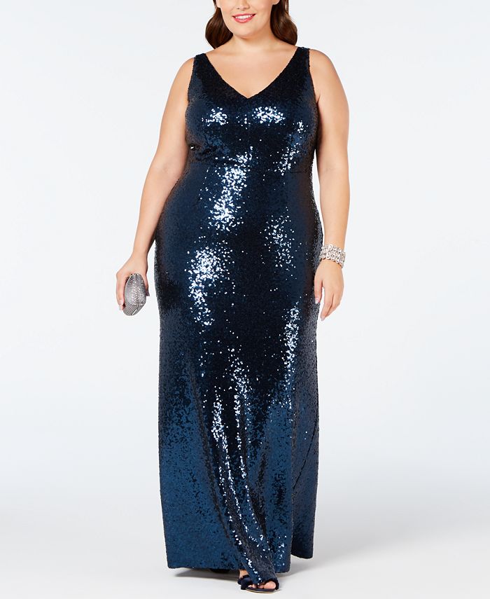 Nightway Plus Size Sequined Evening Gown - Macy's