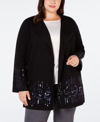 Alfani - Plus Size Placed-Sequin Cardigan
