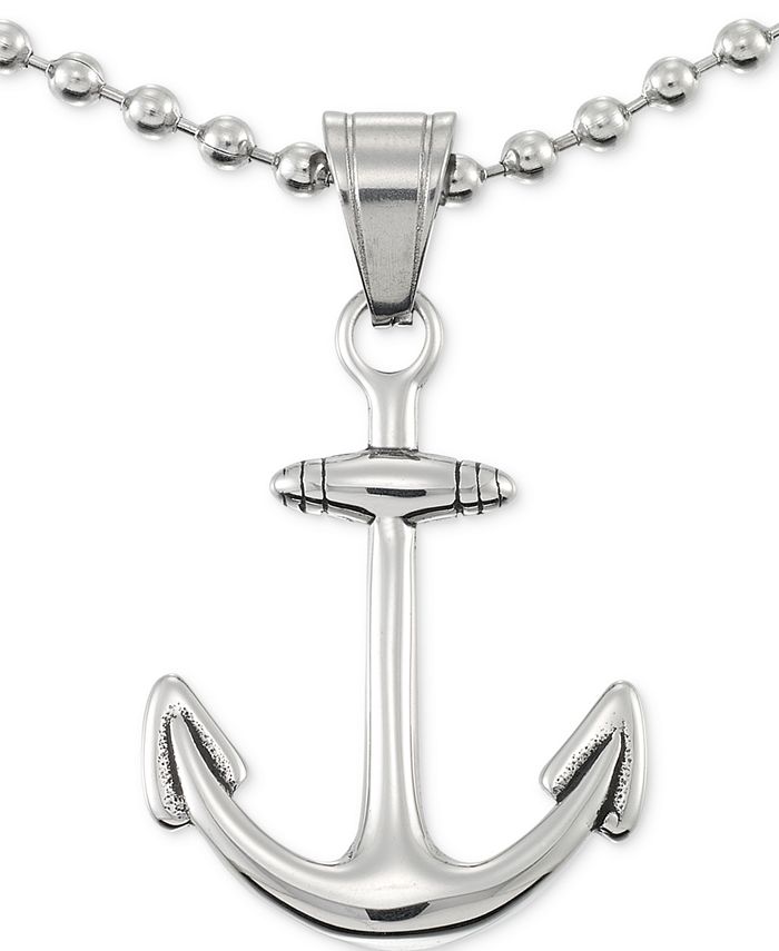 LEGACY for MEN by Simone I. Smith - Anchor 24" Pendant Necklace in Stainless Steel