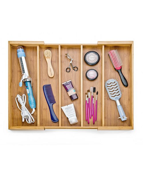 Seville Classics Bamboo Expandable 5 Large Compartment Cutlery