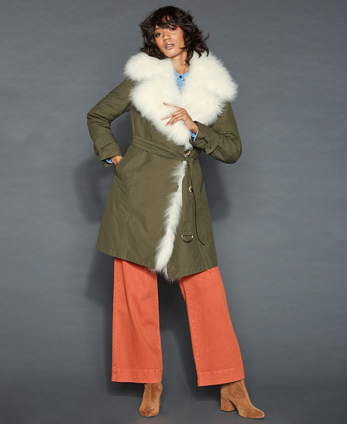 The Fur Vault Lamb Fur Trim Rabbit Lined Coat Macy s