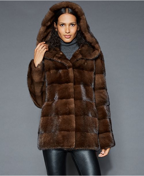 The Fur Vault Hooded Mink Fur Jacket Reviews The Fur Vault