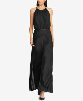 pleated wide leg jumpsuit