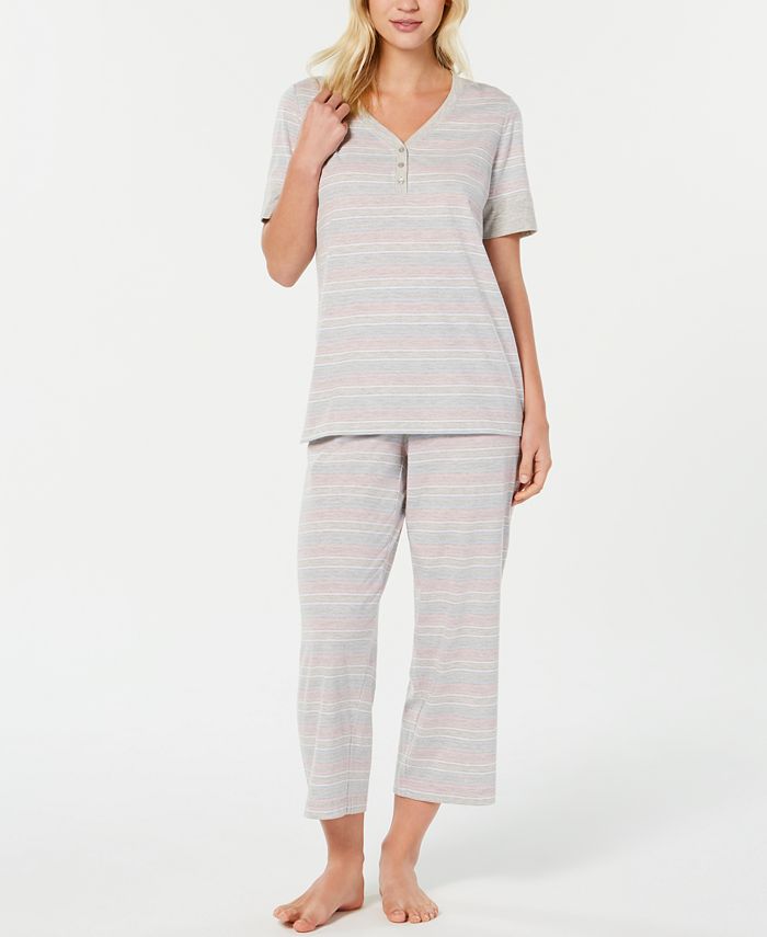 Charter Club Printed Knit Cotton Cropped Pajama Pants, Created for Macy's -  Macy's