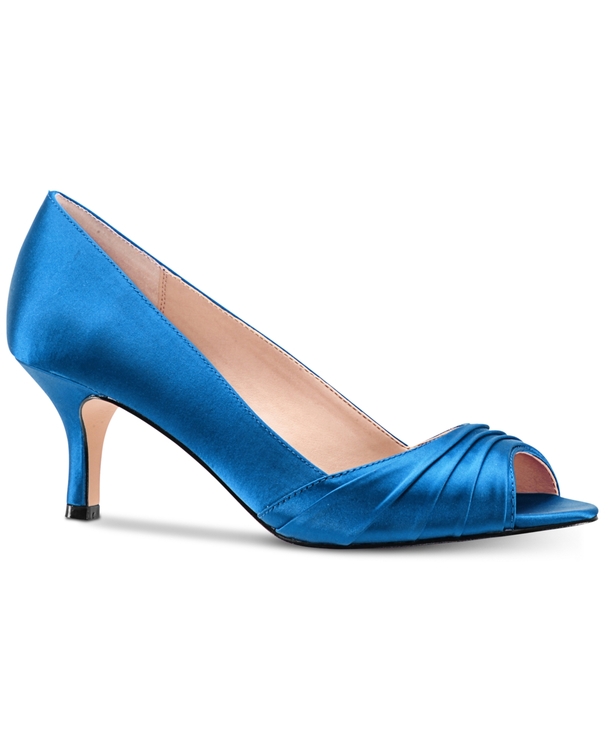 Nina Chezare Peep Toe Pump in Black Satin Smart Closet