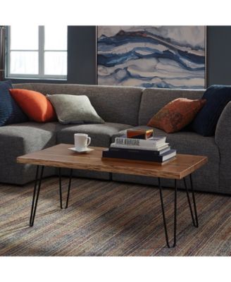 Hairpin Natural Live Edge Wood with Metal 42" Coffee Table