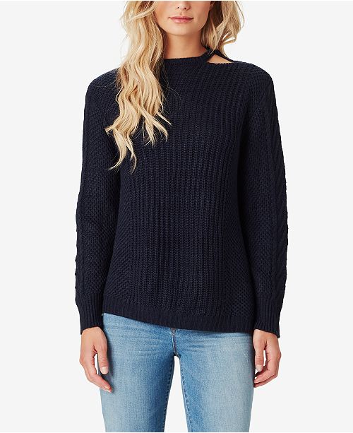 Jessica Simpson Juniors' Oasis Cutout Cable-Knit Sweater & Reviews ...