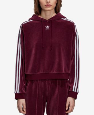 adidas maroon velour hoodie
