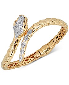 Diamond Snake Bypass Bangle Bracelet (1/2 ct. t.w.) in 14k Gold-Plated Sterling Silver