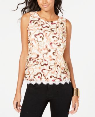 Top Sequin Thalia Sodi Noir (?) - Dos Racerback, Coton Côtelé, Taille L Juniors, Occasion Très Bon état