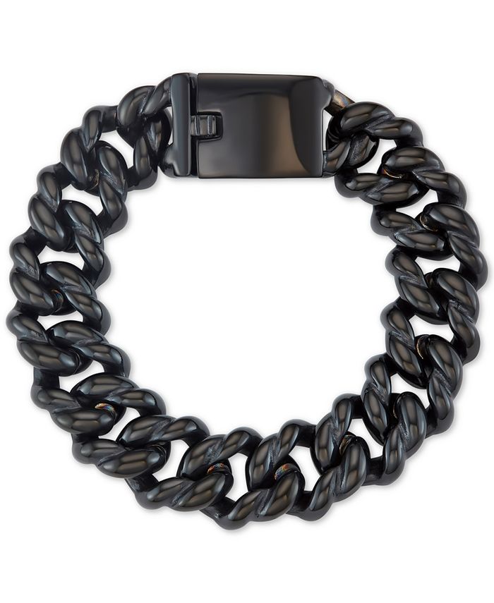 Macy's Men's Large Link Chain Bracelet in Stainless Steel and Black Ion