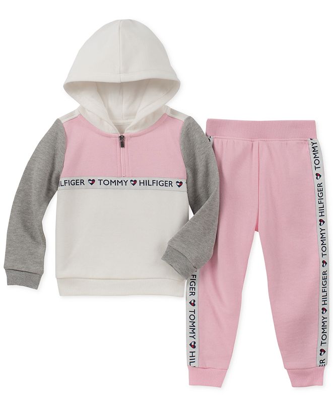 Tommy Hilfiger Toddler Girls 2-Pc. Fleece Hoodie & Jogger Pants Set ...