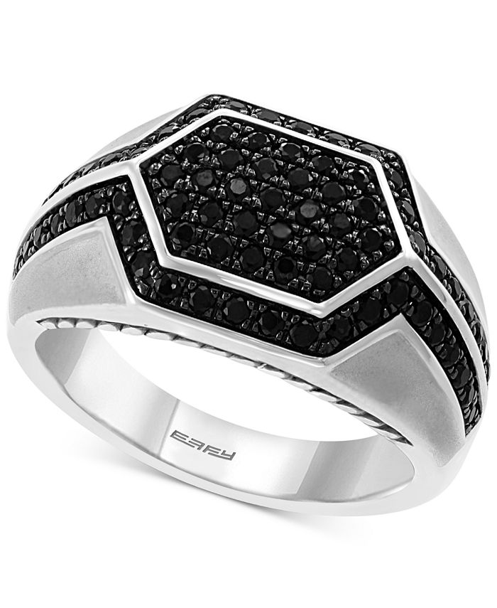 EFFY Collection EFFY® Men's Black Sapphire Geometric Ring (1-1/2 ct. t ...