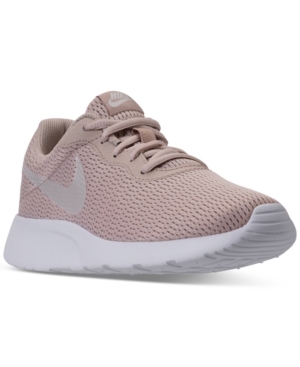 Nike Women's Tanjun Casual Sneakers From Finish Line In Particle Beige/phantom-wh
