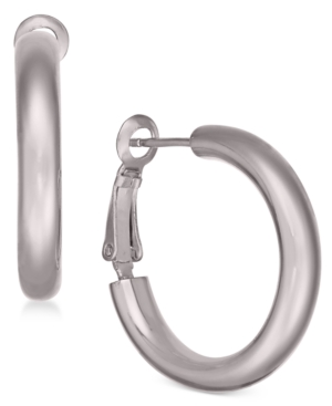 image of Essentials Small Silver Plated Polished Small Hoop Earrings s
