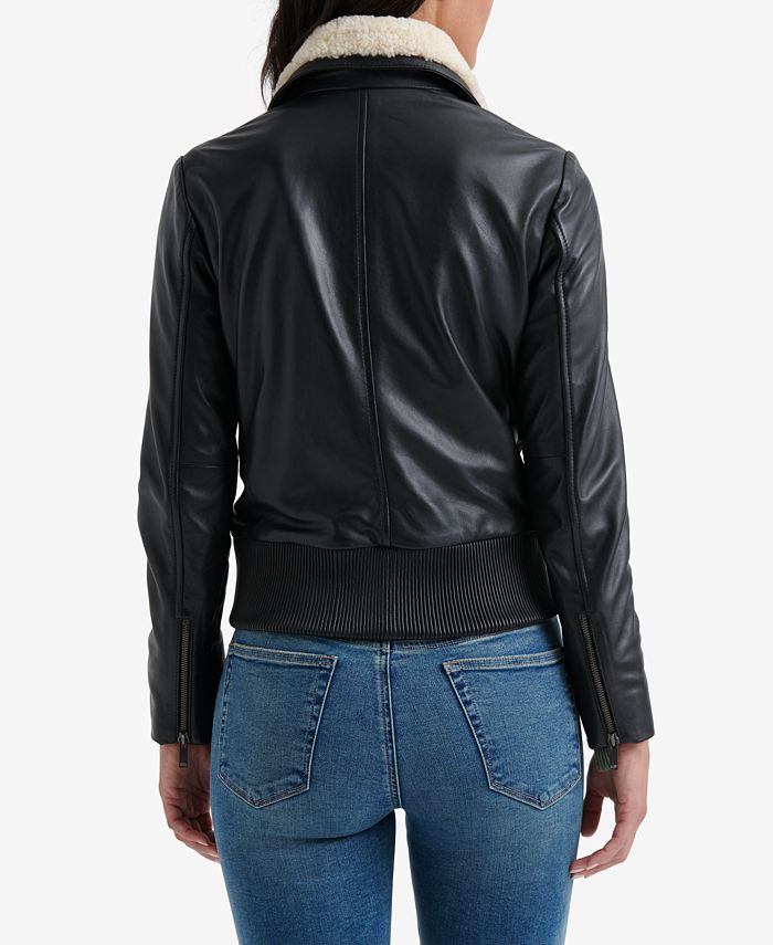 Lucky Brand Sherpa Leather Moto Jacket & Reviews - Jackets & Blazers ...