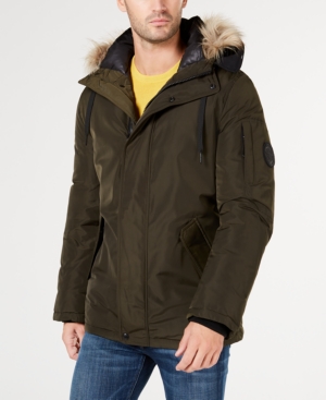 CALVIN KLEIN MEN'S SNORKEL JACKET WITH FAUX-FUR TRIM