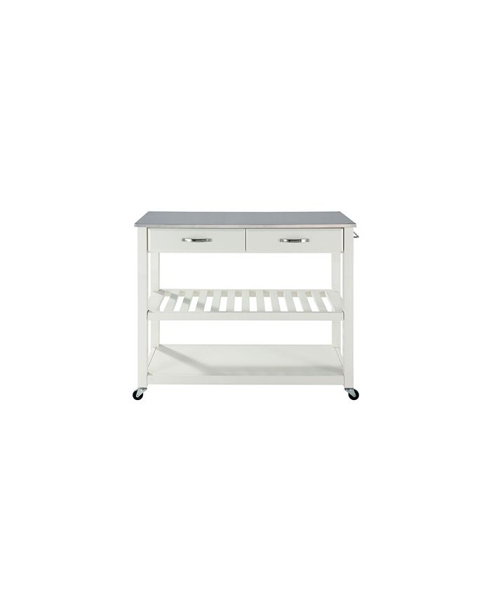 Crosley Stainless Steel Top Kitchen Cart Island With Optional Stool