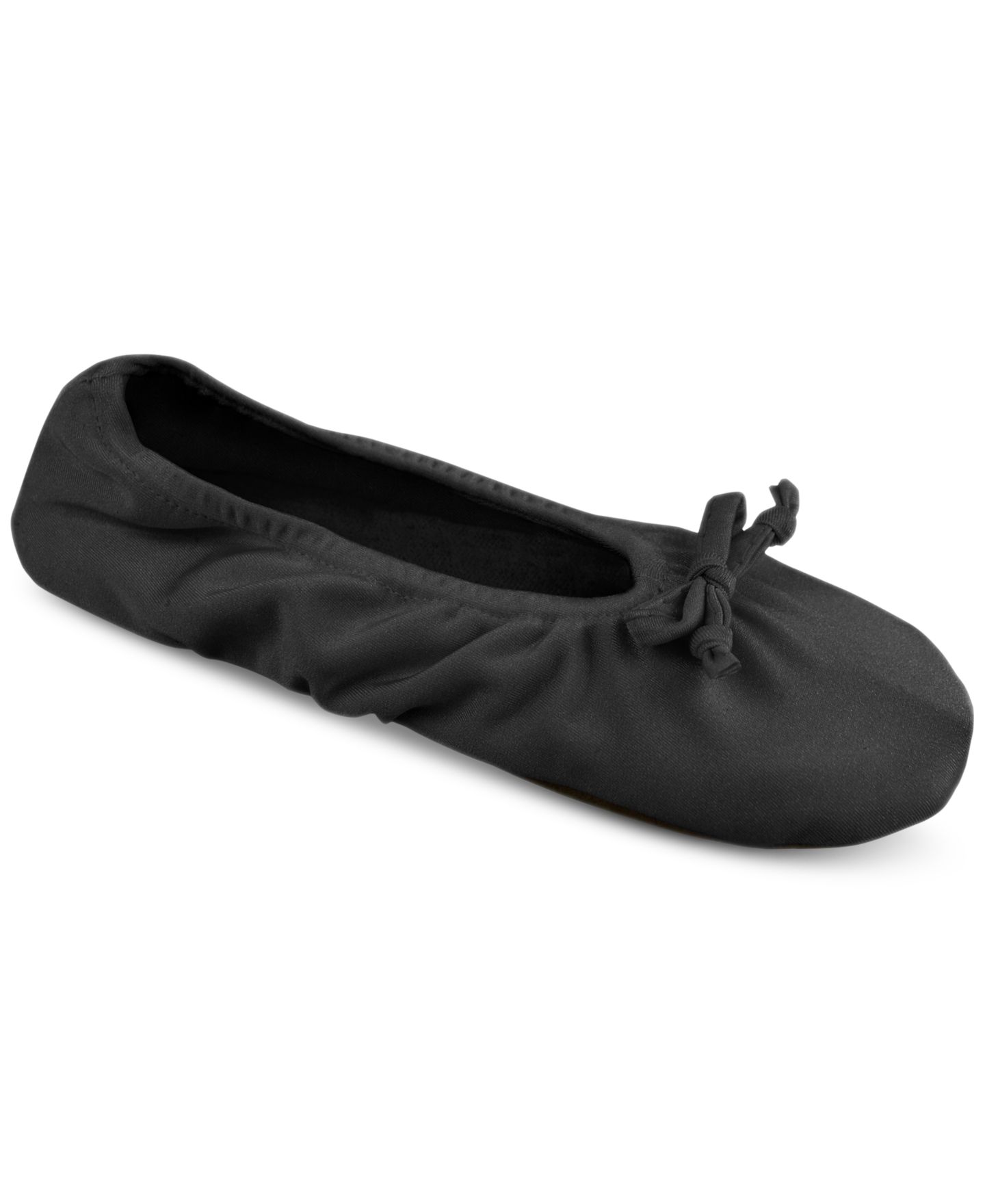 Женские тапочки MUK LUKS Stretch Satin Ballerina Slippers, цвет: Чёрный — фото 1