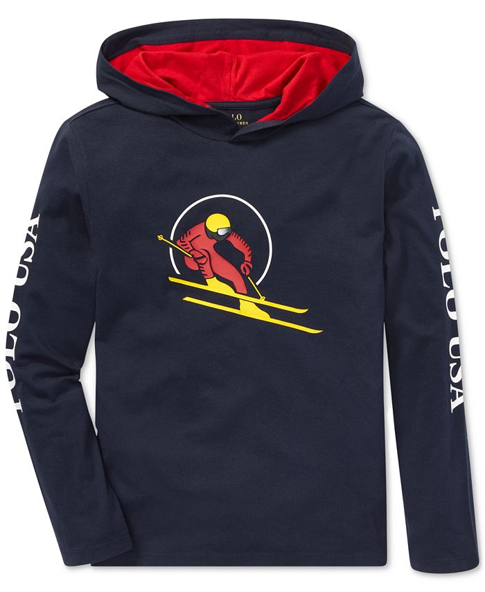 Polo Ralph Lauren Big Boys Downhill Skier Graphic Cotton Hoodie