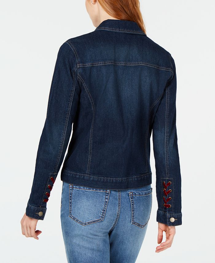 lace up denim jacket