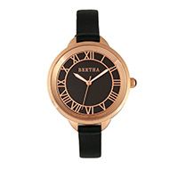 Quartz Madison Collection Black And Rose Gold Leather Watch 36Mm