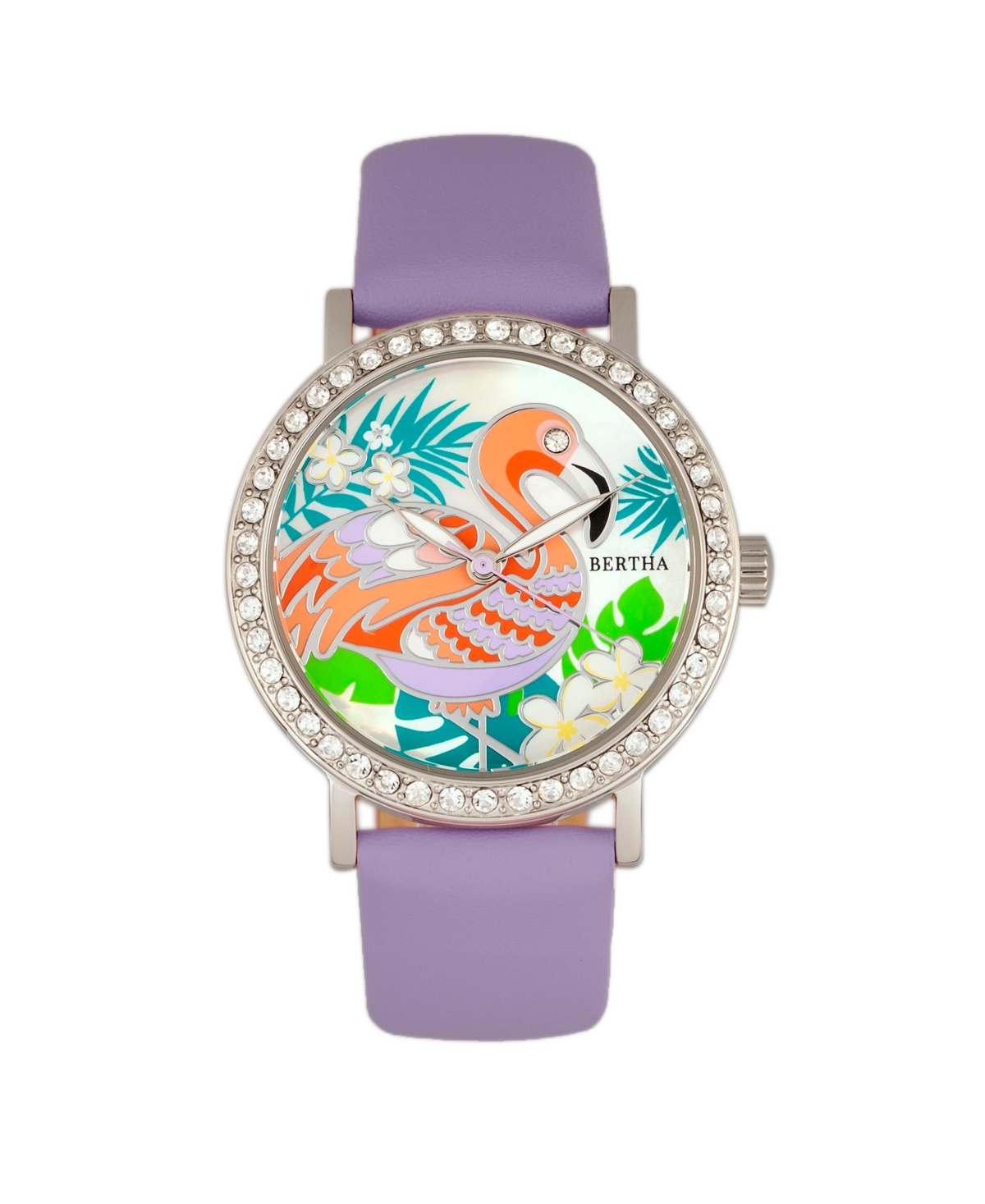 Bertha Quartz Luna Collection Lavender Leather Watch 35Mm