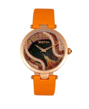 image of Bertha Quartz Trisha Collection Orange Leather Watch 39Mm