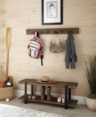 Modesto 48" Metal and Wood Storage Coat Hook with Bench