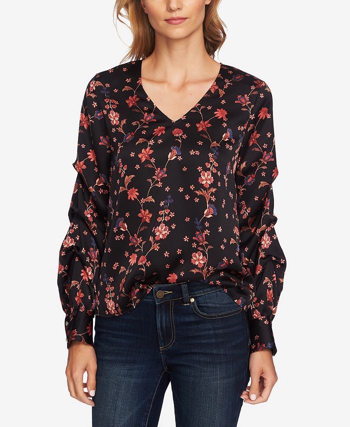CeCe Printed Puff-Sleeve Blouse & Reviews - Tops - Women - Macy's