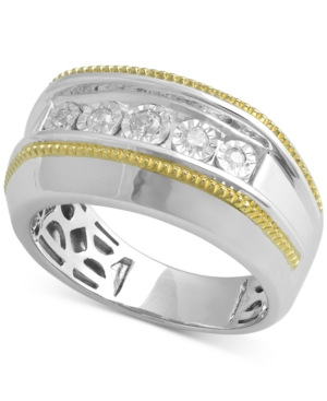 image of Men-s Diamond Two-Tone Ring (1/5 ct. t.w.) in Sterling Silver & 14k Gold-Plate