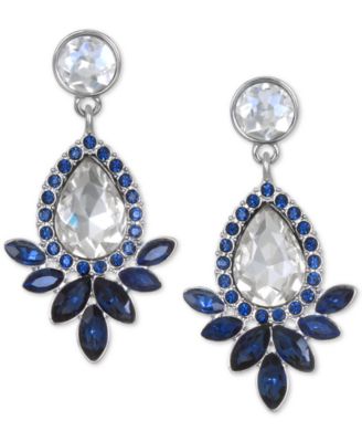 Badgley Mischka - Silver-Tone Crystal Drop Earrings