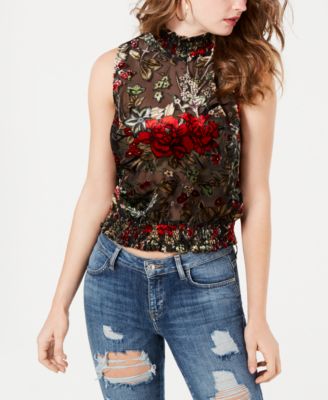 sheer embroidered top