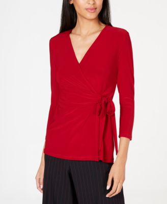 Anne Klein - Faux-Wrap Top