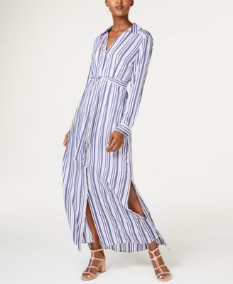 striped maxi shirt dress