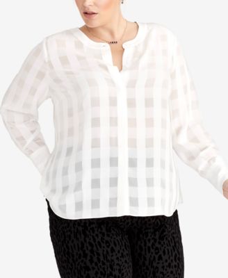 RACHEL Rachel Roy - Plus Size Checkered Blouse
