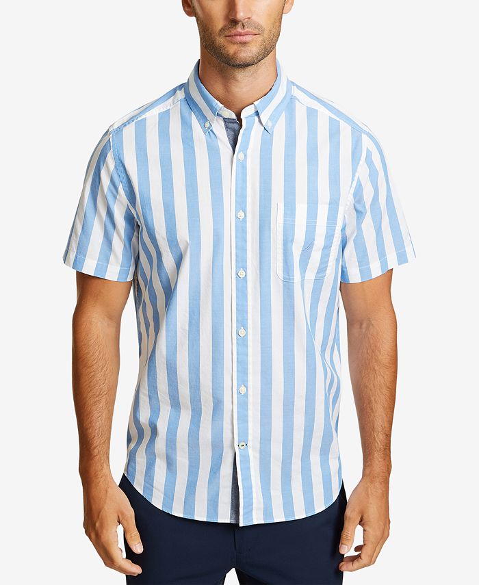 Comaba Mens Loose Button Down Summer Casual Comfy Striped Shirts