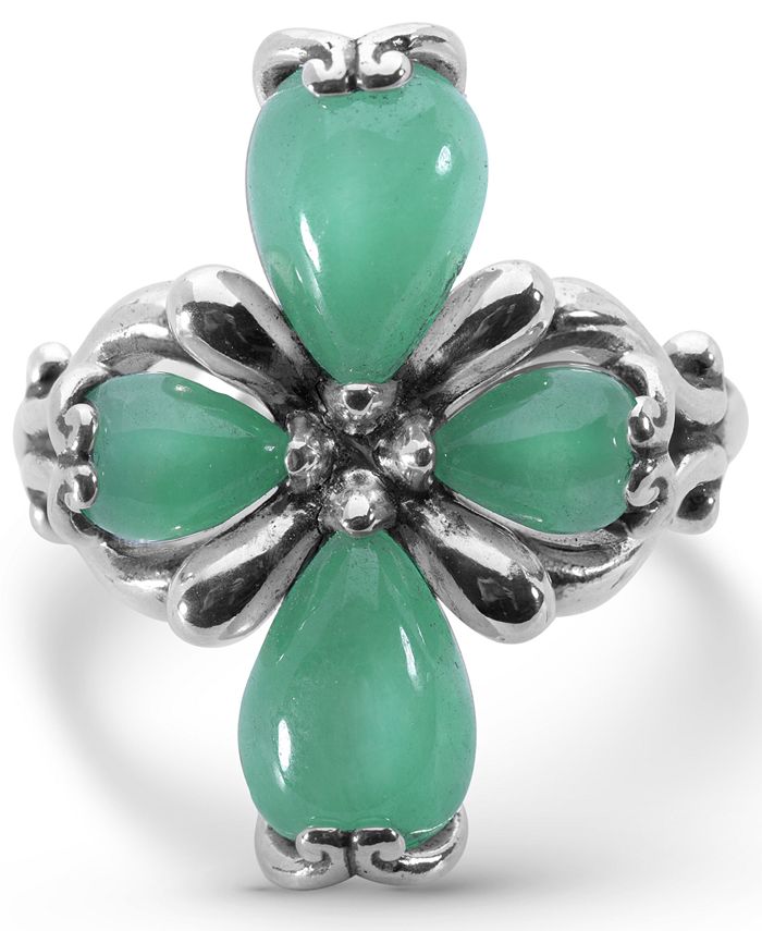 Carolyn Pollack Green Jade Cross Ring in Sterling Silver Macy s